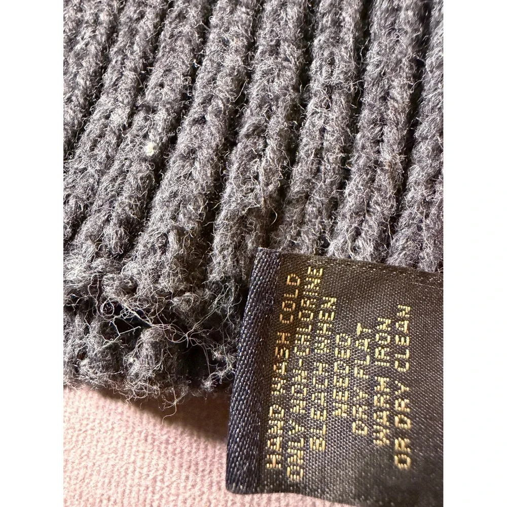 Banana Republic Charcoal Gray Cable Knit Scarf Cotton Wool Blend Striped Mens